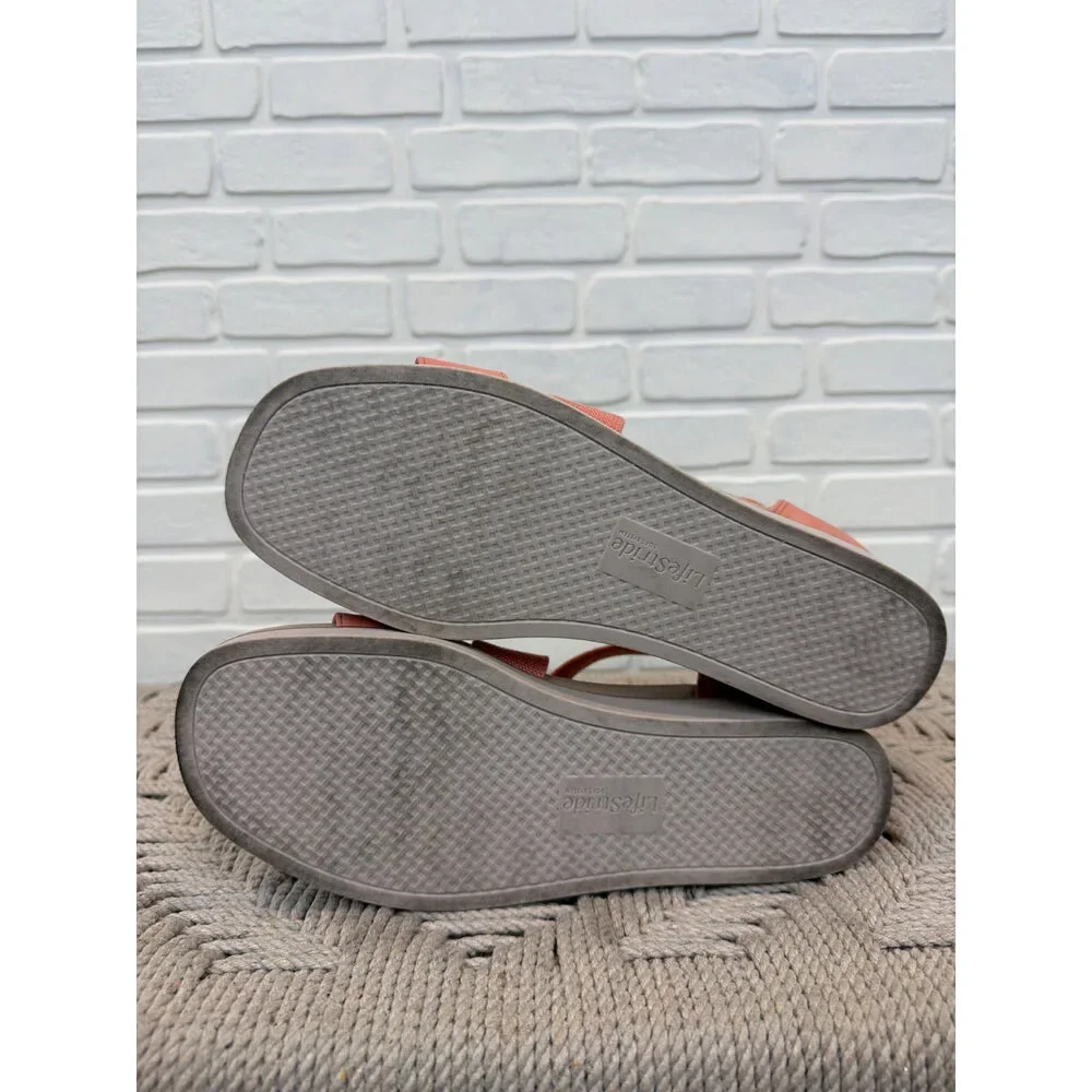 LifeStride Giselle Platform Wedge Sandals Coral Size 8.5